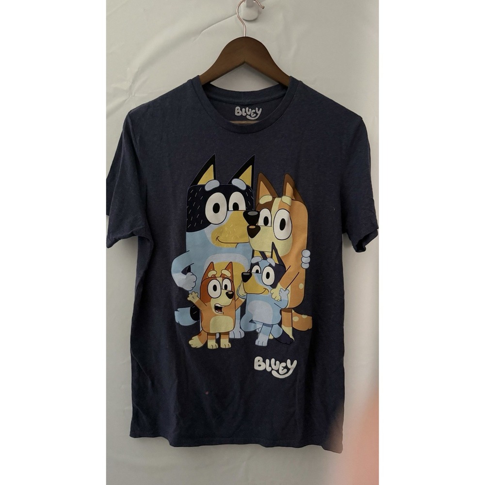 Bluey Graphic Print Crew Neck Short Sleeve T-Shirt Navy Blue Unisex S/M